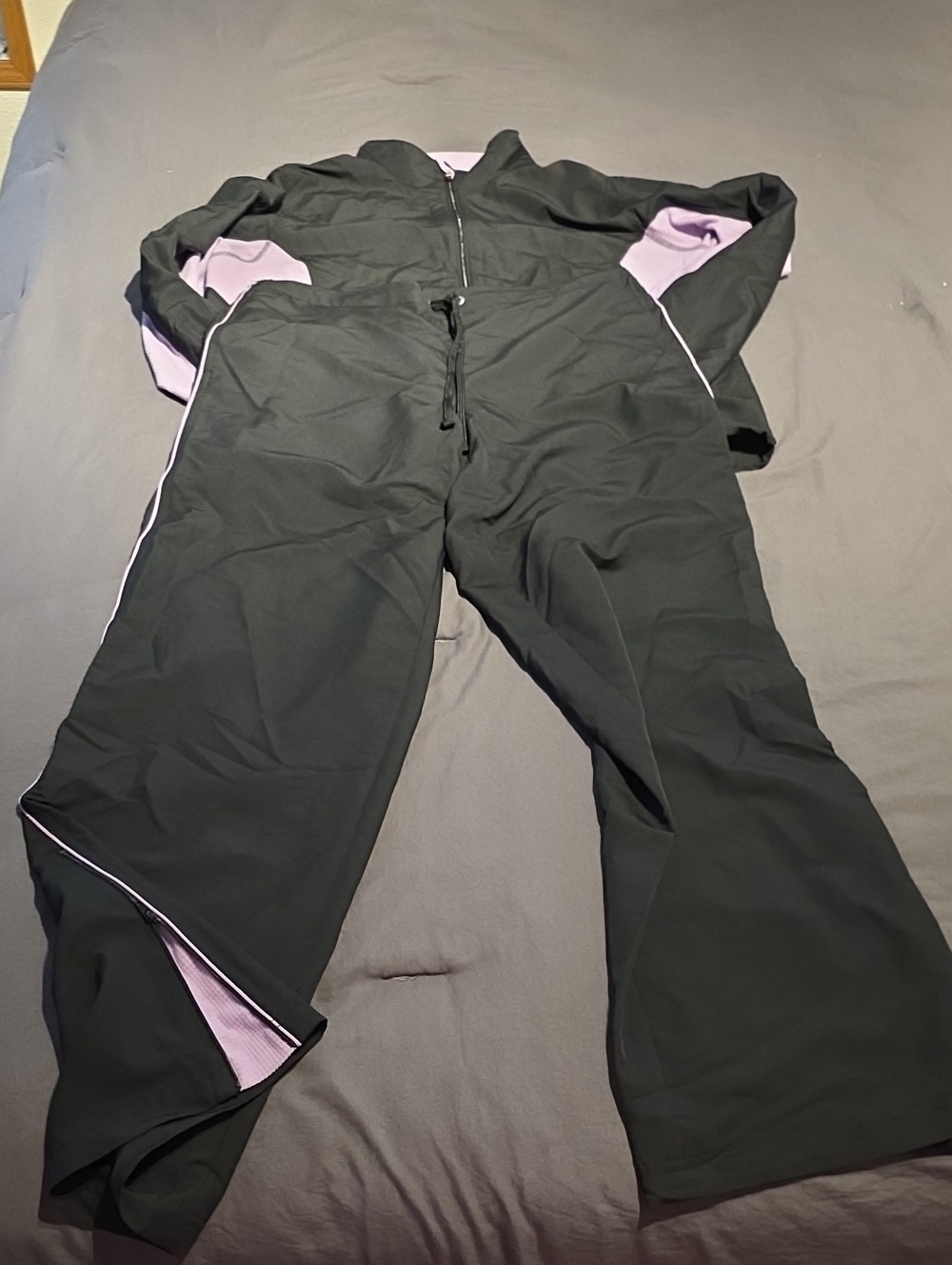 Black and Lavender Women's Track Pants And Jacket